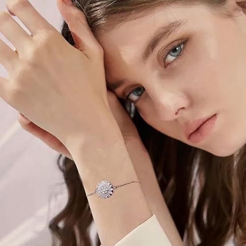 Sunflower Fidget Bracelet for Women Spinning Sunflower Mood Bracelet Adjustable Flower Anxiety Bracelets Worry Relieving Jewelry Gifts2