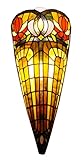 Amora Lighting AM1079WL10 Tiffany Style Brown Yellow Red Flower 2 Light Stained Glass Wall Crowned Sconce Vintage Antique Lamp for Bedroom Living Room 10