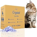 Litter chat cristal avec contrôle d'odeur puissant, non-grappe, dure jusqu'à 4 Mois, 17.2lb(7.8 kg), Absorption rapide de l'eau, non parfumée & Faible suivi Bleu léger & Silice blanche, 4 Boîte de 4.3lb