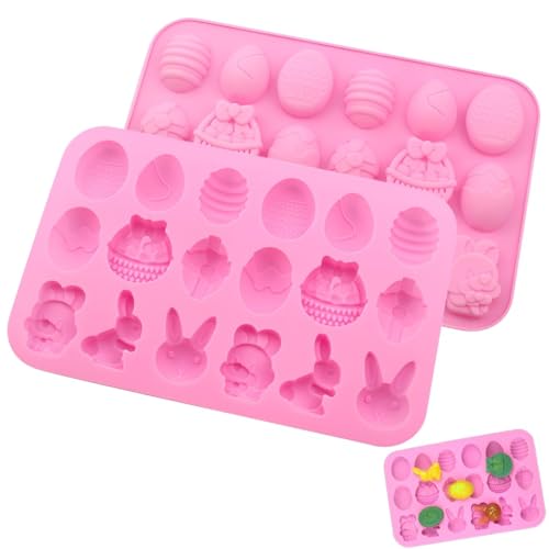 YIPFEN Moule en Silicone 16-Cavités pour Pâques, Idéal pour Faire Chocolat, Glaçons, Biscuits, Bonbons et Caramel, Moule Silicone, Moule en Silicone Oeufs
