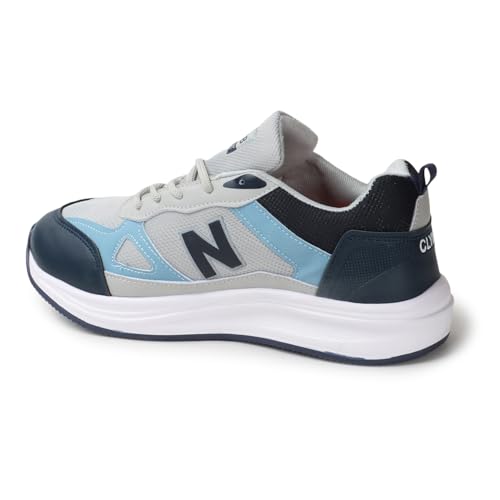 Image of CLYMB Men's Suri-Grey Blue Fashion Series Sports Shoes for Running Dancing Stylish Casual Trendy Sneakers