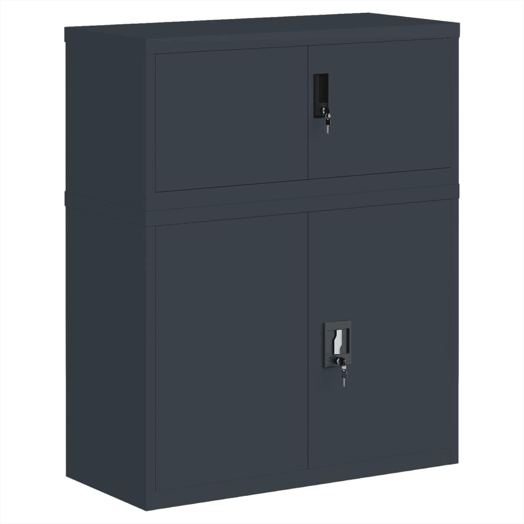 Armadio Classificatore, Mobile per Documenti con Ripiano Regolabile e Serratura, 90x40x110 cm in Acciaio Verniciato a Polvere, per Ufficio