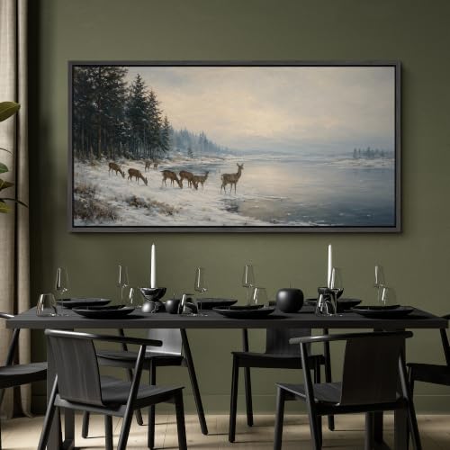 Image of MUDECOR Extra Large Framed Canvas Print Wall Art Deer Art for Living Room