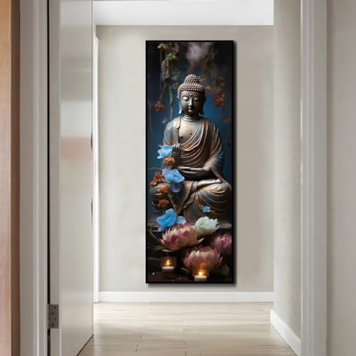 Peinture diamant grand format motif Bouddha fleur de lotus broderie carrée haut de gamme