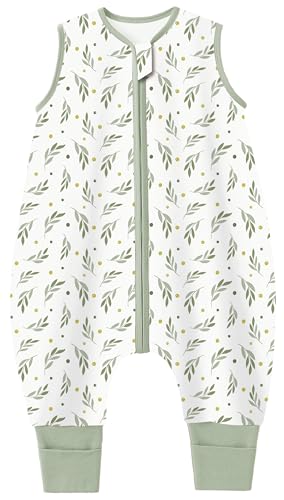 Image of Chilsuessy Toddler Sleep Sack with Feet 3-4 T, 0.5 TOG Cotton Baby Wearable Blanket with Legs, Sleep Bag Walker with 2-Way Zipper, White Wheat Ears