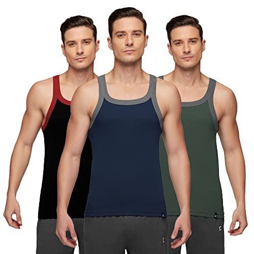 Image of XYXX Men's Pace 100% Super Combed Cotton Regular Fit Square Neck Knitted Vest (Pack of 3)
