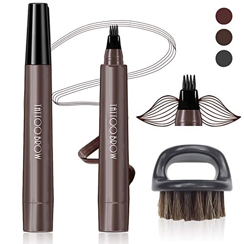 Beard Pencil Filler For Men,Water&Sweat Proof,Long Lasting Beard Pen With Beard Brush,Micro Fork Tip Coverage Natural Finish Beard Filler Pencil For Enhance Facial Hair,Mustache,Eyebrows,Light Brown