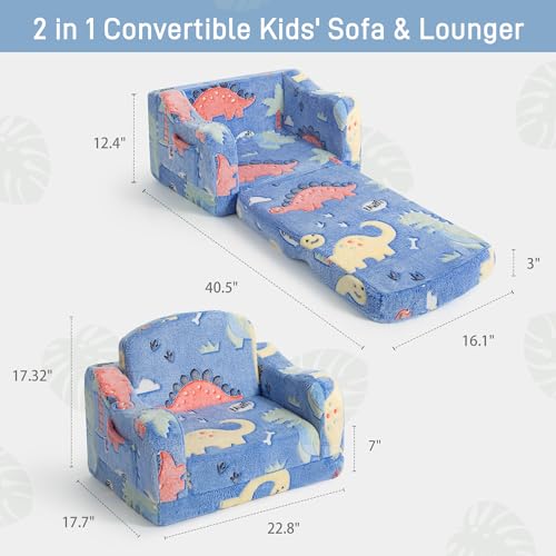 image for aodisman Thick Comfy Toddler Chair and Couch for Kids,2-in-1 Soft Plus