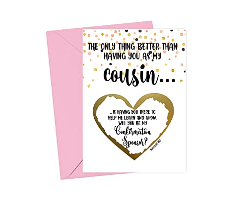Will You Be My Confirmation Sponsor Scratch Off Card for Cousin, Confirmation Sponsor Proposal Card (Cousin Confirmation)