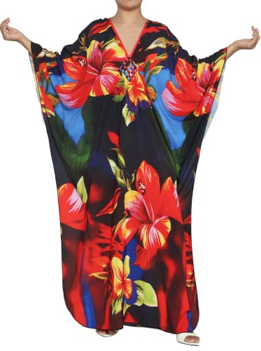 MYBWTW Kaftan Dresses for Women, Plus Size Caftan, V-Neck Batwing Dress