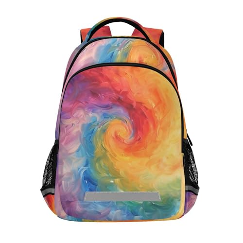 ALAZA Swirl Tie Dye Rainbow Color Backpack Purse for Women Men Personalized Laptop Notebook Tablet Bag Stylish Casual Daypack, 13 14 15.6 inch