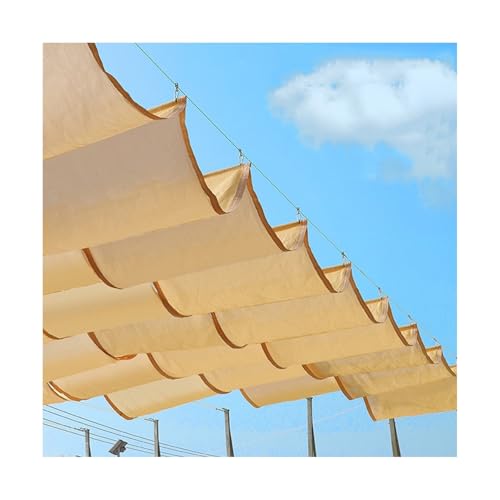Toldo Vela telescópico Parasol, Vela de Sombra Ondulada, 75% de protección Solar y Resistencia a los Rayos UV, con Orificios de Drenaje, Transpirable y refrescante, pérgola de Patio, refugi
