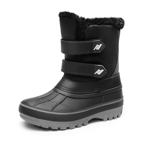 DREAM PAIRS Boys Girls Snow Boots Water-Resistant Outdoor Sport Warm Cozy Anti-Slip Cute Ankle Winter Shoes for Toddler/Little/Big Kid 6 Toddler Black