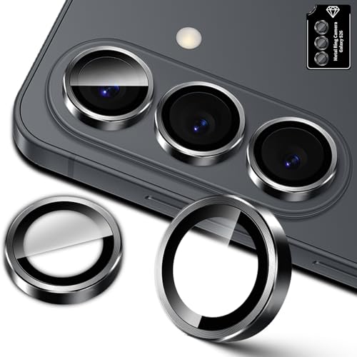 Lutree pour Samsung Galaxy S26 5G Protection Caméra, 9H Individuels Lentille Protecteurs d'écran, Anneau en Métal + Verre Trempé, Anti-Rayures HD Protecteur Film -Noir
