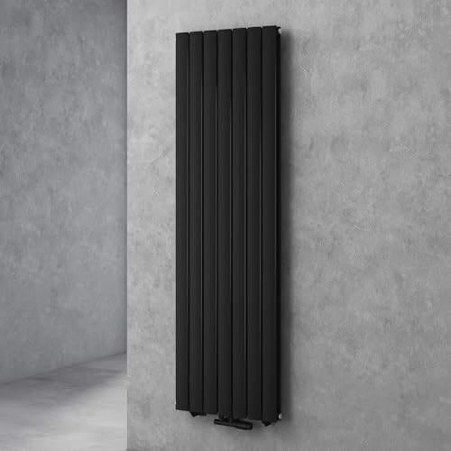 Sogood Radiateur pour Chauffage Central 180x54cm Radiateur à Eau Chaude Panneau Double Couches Vertical Noir-Gris