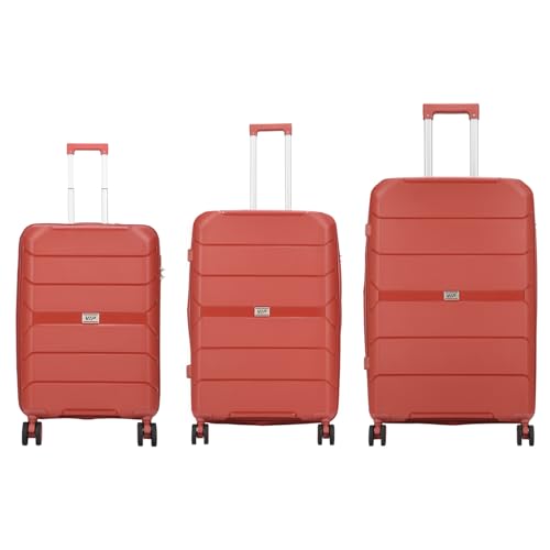 Image of VIP Pristine Hardsided 8 Wheel Polypropylene (Pp) Spinner Suitcase With Large Expander,Combination Lock And 5 Years International Warranty (Deep Red, (Cabin+Medium+Large)), 60 Cm