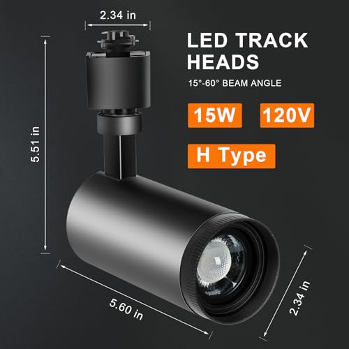 Vayannksun DIMZOOM3K4K6K003H15W1500LM 15W Led Track Lighting Heads H Type 3-Color Zoomable Track Light Heads Dimmable Bright Ceiling Spotlight Fixtures Accent Art thumb #6