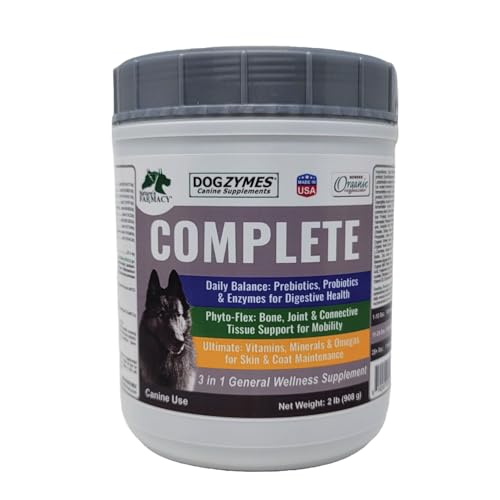 Dogzymes Complete - Probiotics Prebiotics Glucosamine Chondroitin MSM and Hyaluronic Acid Complete Skin and Coat Care (2 Pound)
