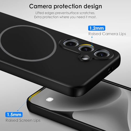 Image of DIZORO Microfiber Candy Case Compatible for Samsung S25 Fe 5g Magnetic Silicone Case, Compatible with MagSafe Shockproof, Slim, Anti-Scratch Soft Non-Slip Body Protective Back Cover(Black)