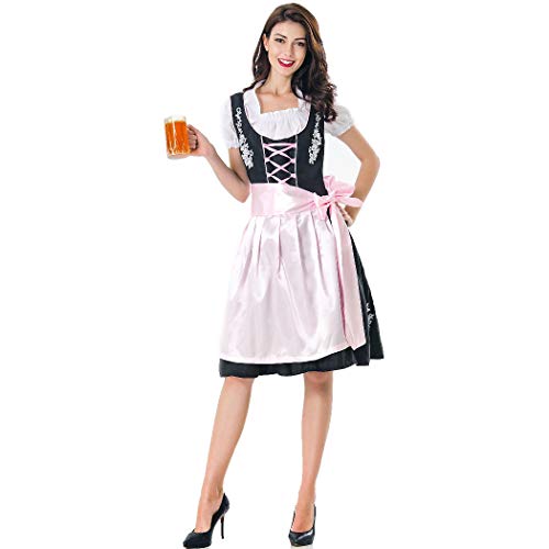 ACHICOO Halloween. Oktoberfest Vestido de Oktoberfest Dirndl para mujer Vestido de dama de bordado retro negro SG