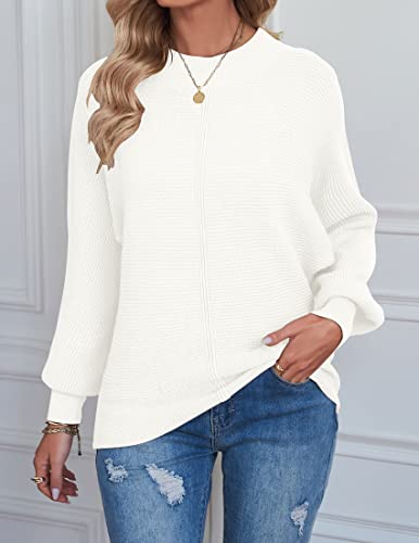 Image of TECREW Women's Batwing Long Sleeve Crew Neck Pullover Sweater Soft Ribbed Knit Sweater Top