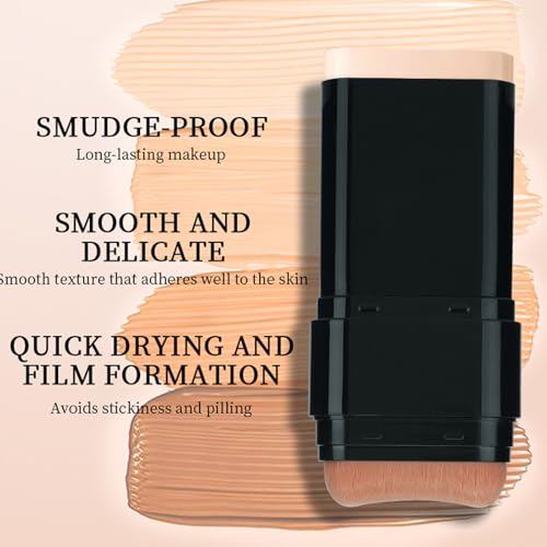 Concealer Foundation Stick, 2 in 1 Dual-Ended Long-Lasting Concealer Stick with Brush, Beauty Balm Skin Tint, Full Coverage for Face Makeup, Contour Sticks for All Skin Types (04#WHEAT)