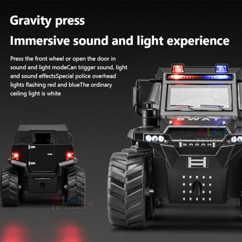 Image of 8x8 Off-Road Refitted Model Adventure SUV Car 1 /24 Scale Monster Shaaman Trucks Pickup Die-Cast Metal Model Cars with Sound and Light for Kids Age 3 Year and up (Black)