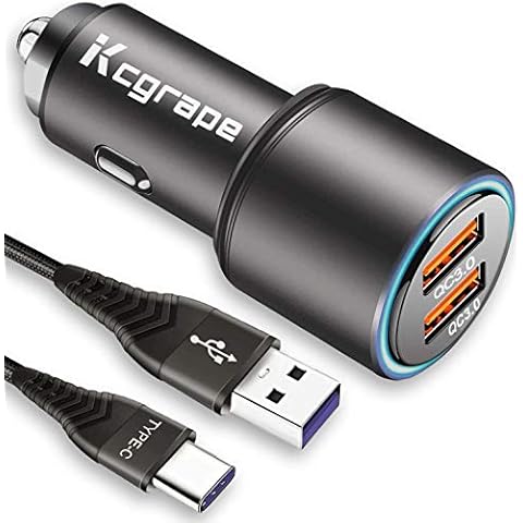36W Car Phone Charger for Samsung A51 A71 A52 A52S A72 A42 5G A12 S21 S20 S22 Plus Ultra FE 5G,A33 A23 A13 A41 A31 Galaxy S10 S9,Double Quick Charge 3.0 Cigarette Lighter Adapter+ Fast Usb C Cable 2M Cover