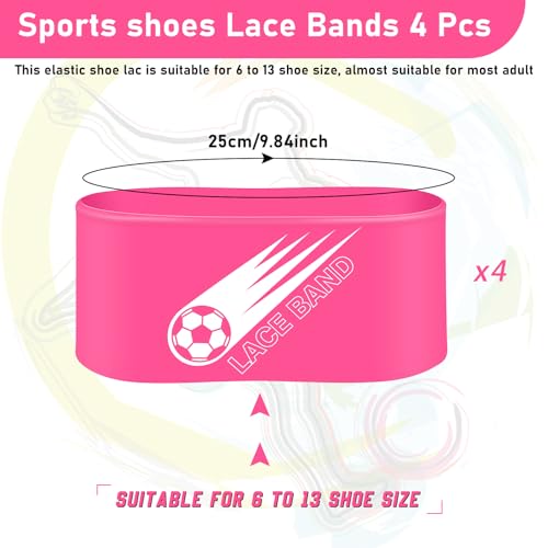 Patelai 4 Pcs Soccer Cleat Lace Cover Sports Shoe Band Protector Soccer Shoe Cleat Bands Youth Adult (Youth,Pink)