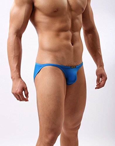 Perfect Undies Brave Person Men's Bikini Briefs Underwear Swimwear Low Waist Comfortable 1133 (M, Blue) #TOP3