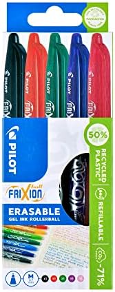 Pilot Frixion Erasable Rollerball 0.7 mm (Pack of 5) - 2 Black/2 Blue/1 Red