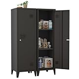 Epochsteele Locking Storage Cabinet Kitchen Pantry Metal Storage Cabinet for Bathroom 50' H Slim Lockable Storage Cabinet with Door and Removable Shelves (Black)