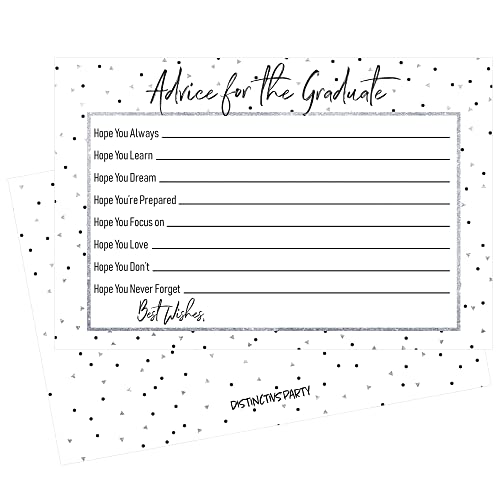DISTINCTIVS Black and Silver Graduation Advice Cards - 25 Pack, Guest Wishes and Advice for the Graduate Cards