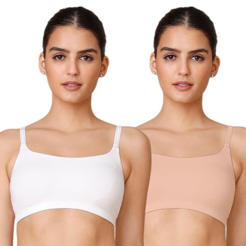 Image of NYKD (NYB165 Cotton Non Padded & Non Wired Full Coverage Slip On T-Shirt Bra for Women | Easy Breezy Soft Fabric with Hidden Shaper Sling for No Side Bulge & Detachable Strap