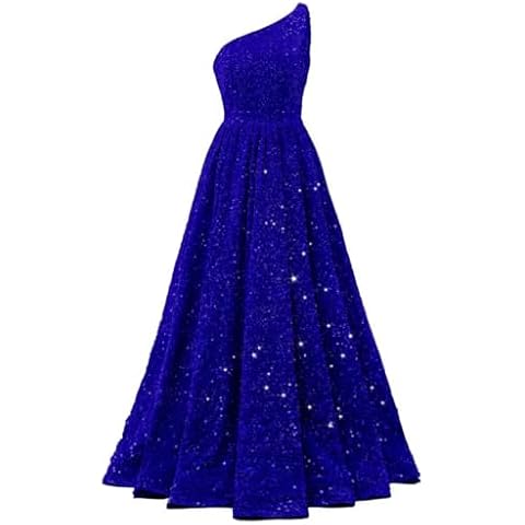 Changuan One Shoulder Sequin Prom Dresses for Women Ball Gown 2024 Glitter Formal Party Gowns Size 12 Royal Blue Cover