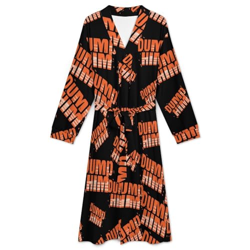 Dump Him Soft Robe Long Sleeve Bathrobes V Neck Sleepwear Spa Robes with Belt Men Woman3