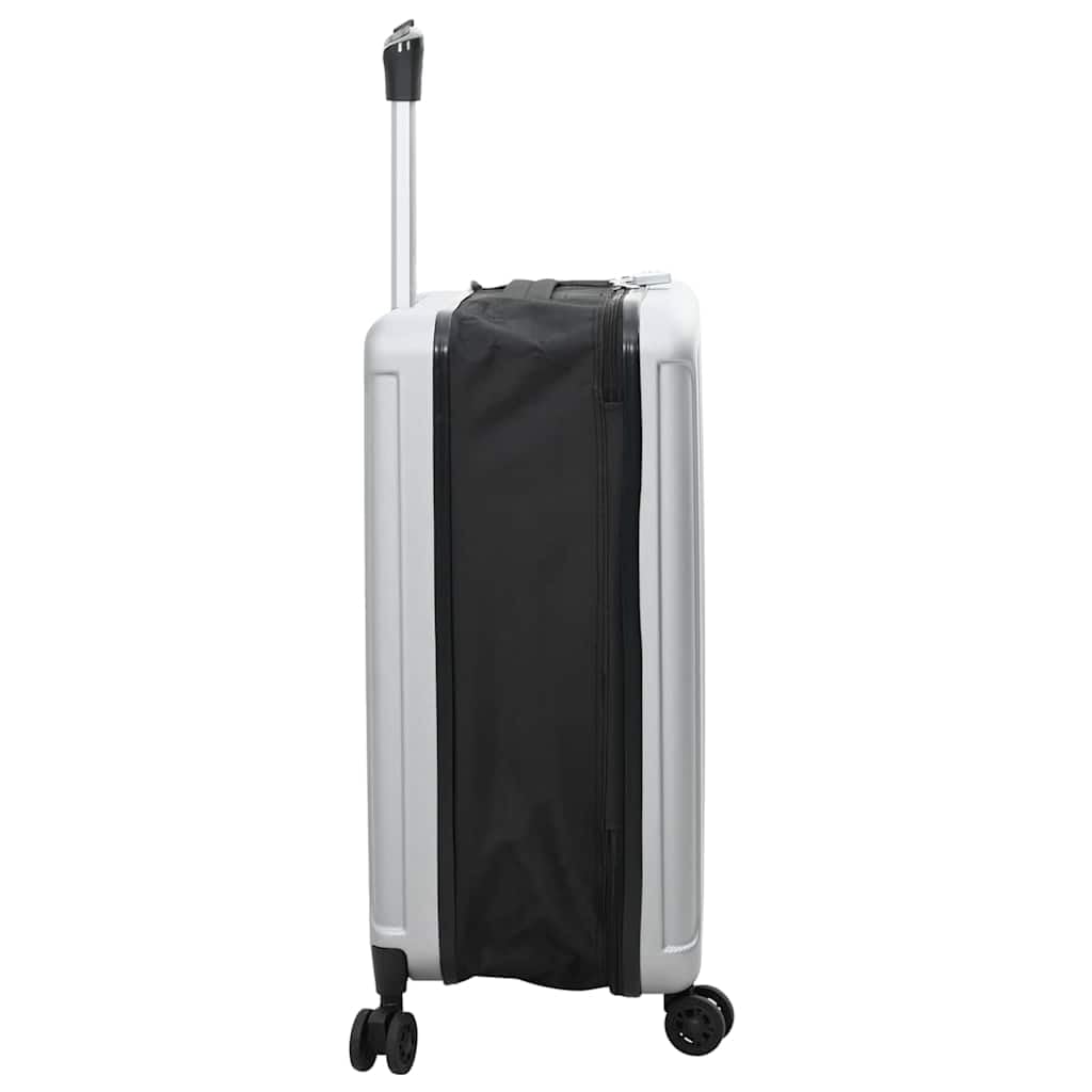 Srebrna walizka podróżna z zamkiem z tworzywa sztucznego ABS, 43 x 27 x 66 cm, 3,7 kg, twarda obudowa, na urlop, podróż, lot, pociąg, weekend, transport w kabinie