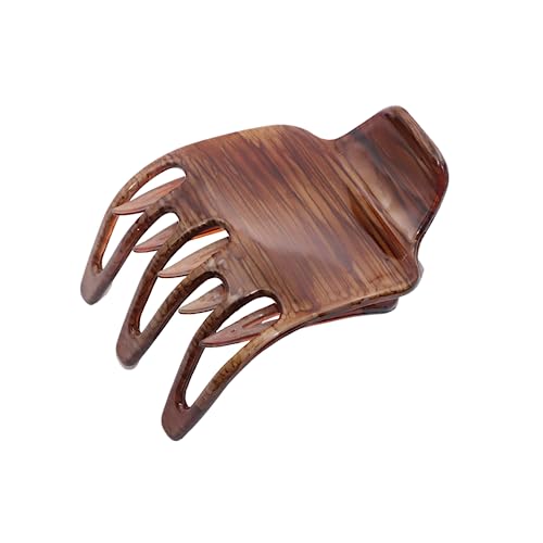 Pinzas de cabello Parcelona French Paw Wide Side Slide Yoga Jaw, fuerte agarre, antideslizantes para mujeres, color marrón con vetas, hechas en Francia miniatura 1
