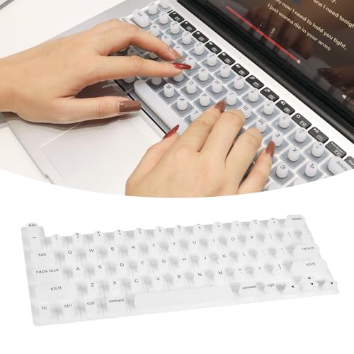 Funda de teclado para arte de uñas, larga para teclado, funda de silicona reutilizable para teclados elevados para arte de uñas, 11,5 x 3,6 cm (blanco)