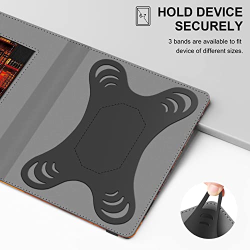 Fintie Universal Case for 6-7 Inch Tablet eReader - Premium PU Leather Sleeve Stand Cover with Card Slot & Hand Strap for 6", 6.8", 7" Kindle/Kobo/Nook/Tolino/Pocket Book E-Book Tablet, Library