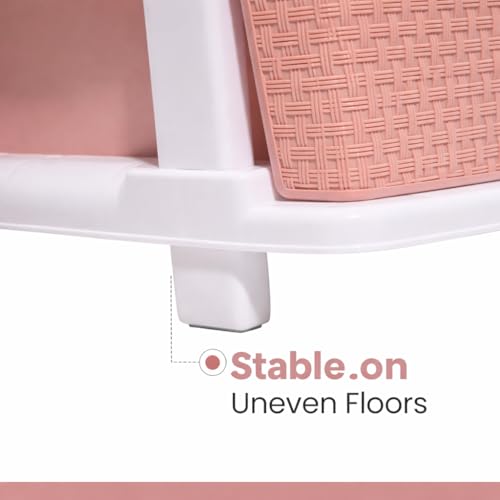 Image of KITCHIVO Plastic Modular Drawer Storage Chest Of Drawers Organizer Storage Box, Large Stomo Racks For Multipurpose Anti-slip Shoes Organizers (White & Peach, 7 Layer)