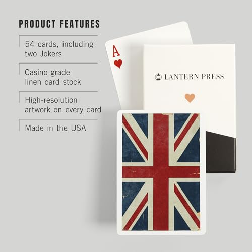 Union Jack, Distressed Letterpress, 52 Naipes Póker miniatura 3