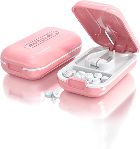 PAIFIEVD Small Pill Cutter, Pill Splitter Pill Cutter for Small or Large Pills, Cuts Vitamins Tablets, Portable Pretty Pill Crusher for Purse Pocket (Pill Cutter, Pink)