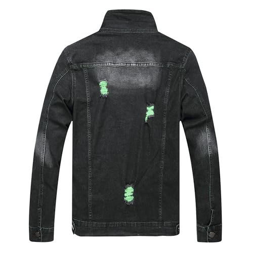 Image of RANMCC Men's Stretch Vintage Washed Long Sleeve Denim Jacket