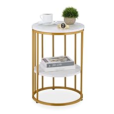 Relaxdays Mesa Auxiliar, Efecto Mármol, 2 Baldas, ...