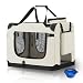 Juskys Hundetransportbox Lassie S faltbar & tragbar 34x50x36 cm mit Decke, Tasche & Griffen - Faltbare Transportbox für Hunde, Katzen & Haustiere - Oxford Stoff Hundebox Auto Hundetasche - Beige