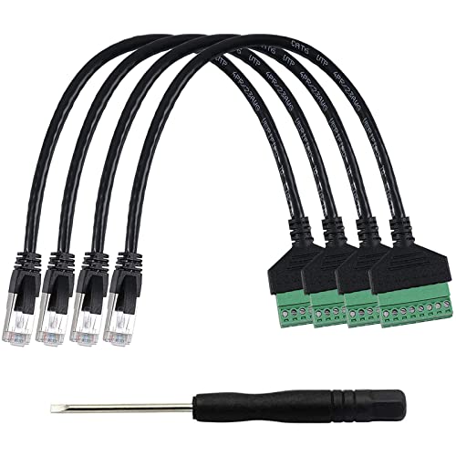 Teansic 4 Packs 1Ft Rj45 Male To 8 Pin Screw Terminal Connector, Rj45 Screw Terminal For Cat 5/5E/6 Ethernet Extender Cctv Digital Dvr Network Adapter (Male) #TOP4