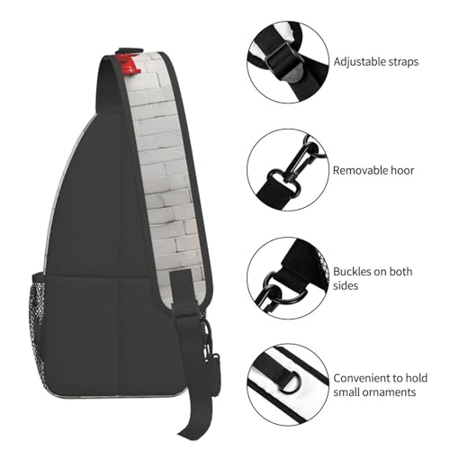 Bolso bandolera con estampado de pared de ladrillo blanco miniatura 5