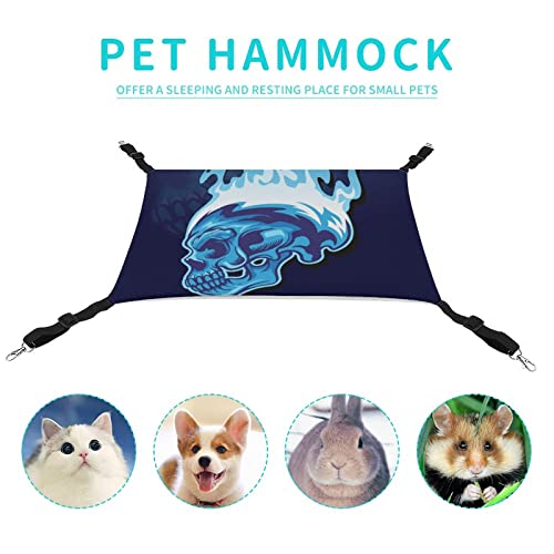 Cat Hammock Blue Fire Skull Cat Bed Cage Window Perch Hanging Space Saving For Small Pets 16.9"X13" #TOP3