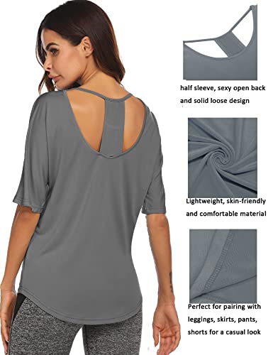 Womens Hiking Shirt Moisture Wicking Upf 50+ Plus Size Sport Active Workout Tops Dark Gray Xl #TOP2